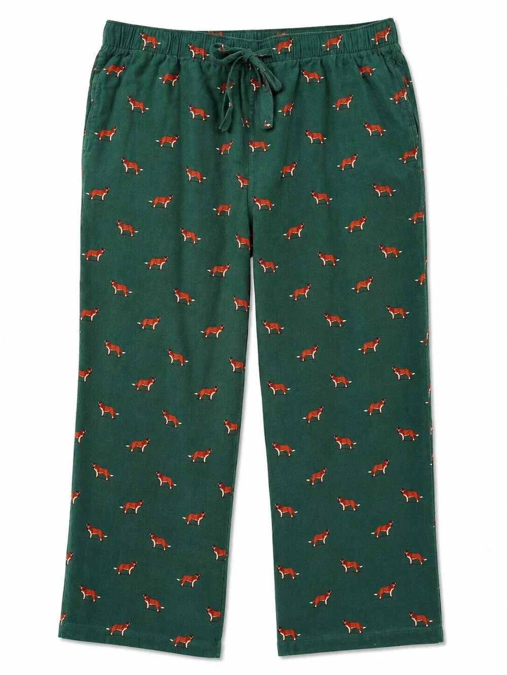 J.Crew Fox Print Pajama Pants Green Cotton Lounge Sleepwear XL Cabincore